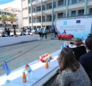 EU delegation in Gaza meets Palestinians wounded in latest Israel strikes, on 16 August 2022 [Mohammed Asad/Middle East Monitor]