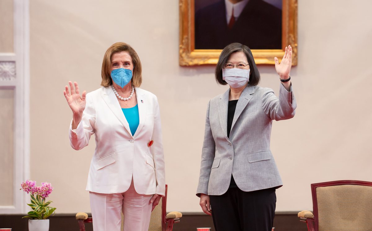 US House Speaker Nancy Pelosi meets Taiwan’s President Tsai Ing-wen in Taipei, Taiwan on 3 August 2022 [Taiwan Presidential Office/Anadolu Agency]