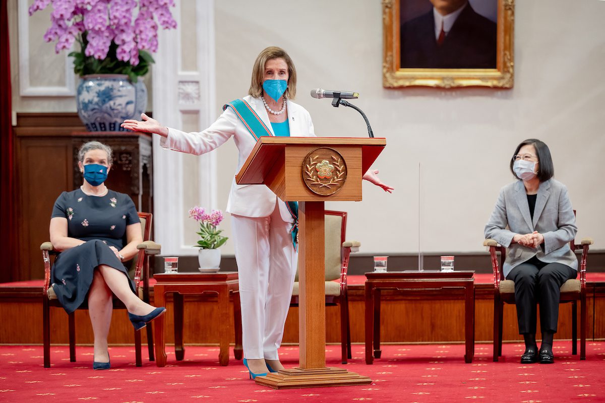 US House Speaker Nancy Pelosi meets Taiwan’s President Tsai Ing-wen in Taipei, Taiwan on 3 August 2022 [Taiwan Presidential Office/Anadolu Agency]