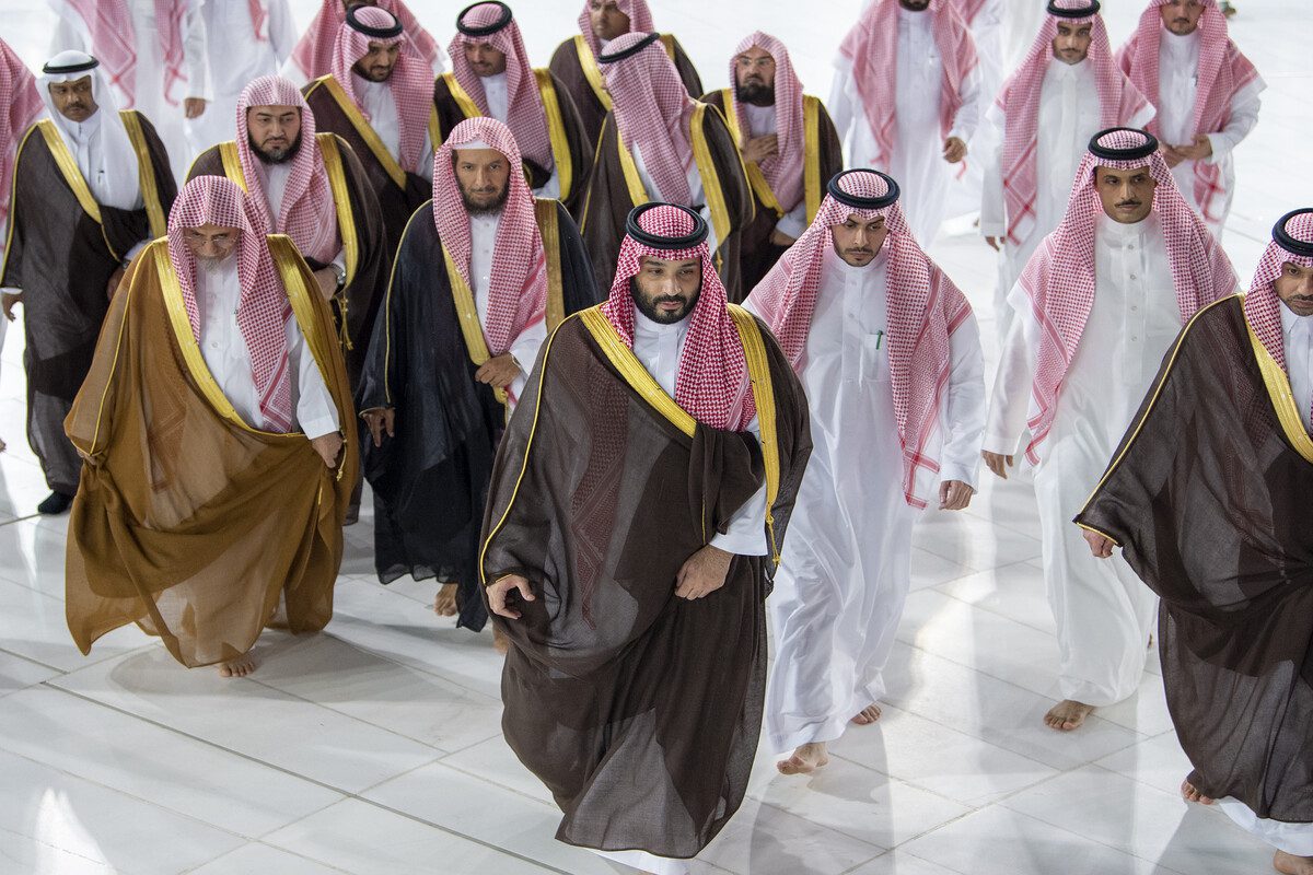 Saudi Arabian Crown Prince Mohammed bin Salman Al Saud takes part in the traditional cleaning of Kaaba, held as a ceremony, in Mecca, Saudi Arabia on August 16, 2022.[Royal Court of Saudi Arabia - Anadolu Agency]