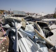 Israeli occupation forces demolish an events hall in Issawiya, in the occupied East Jerusalem, on 16 August 2022 claiming it was built with the necessary building permit [Eyad Tawil/Anadolu Agency]