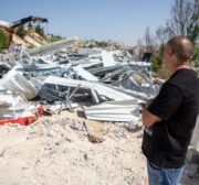 Israeli occupation forces demolish an events hall in Issawiya, in the occupied East Jerusalem, on 16 August 2022 claiming it was built with the necessary building permit [Eyad Tawil/Anadolu Agency]