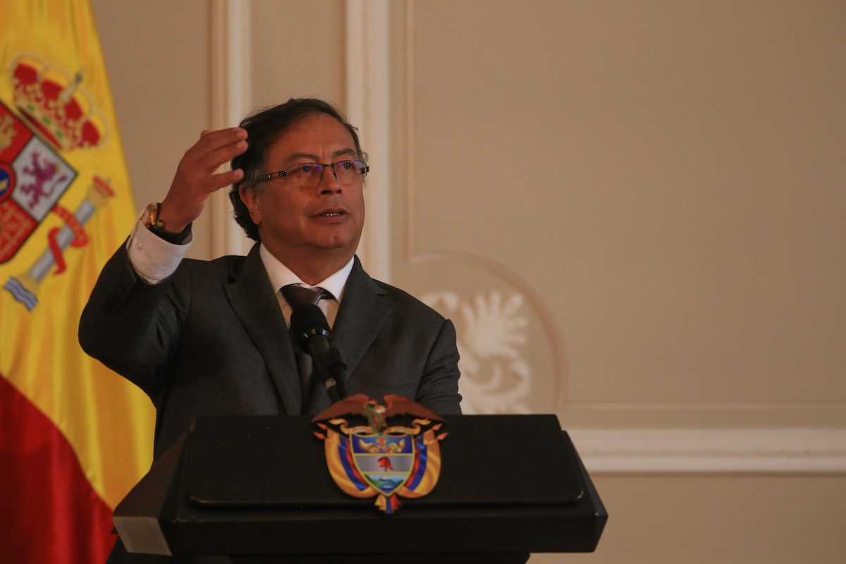 The Colombian President, Gustavo Petro gives a speech at the Narino Presidential Palace in Bogota, Colombia on August 24, 2022. [Juancho Torres - Anadolu Agency]