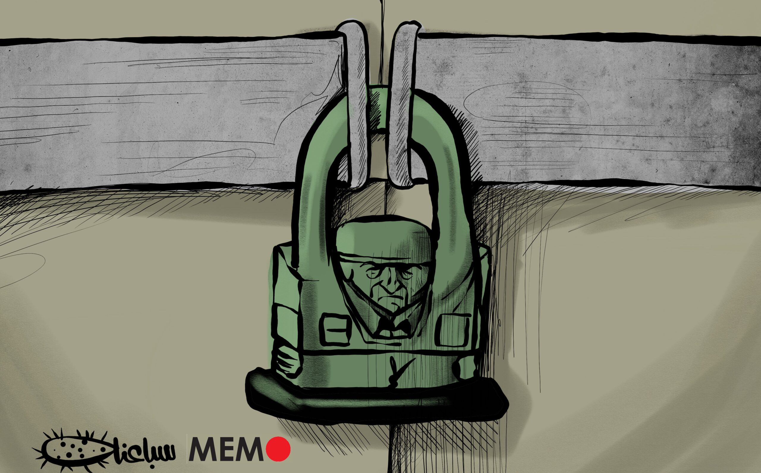 Israel shutdowns Palestinian human rights organisations - Cartoon [Sabaaneh/Middle East Monitor]