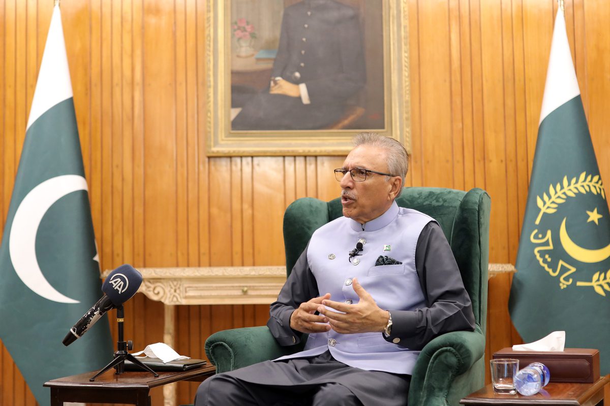 Pakistani President Arif Alvi in Islamabad, Pakistan on August 29, 2021 [Mustafa Awan/Anadolu Agency]