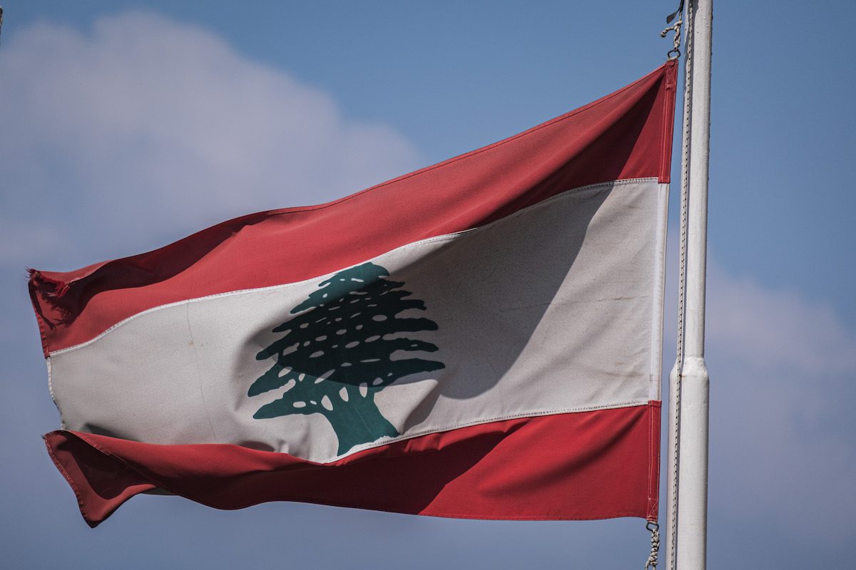 Lebanon Flag flying half mast in Lebanon [Adri Salido - Anadolu Agency]