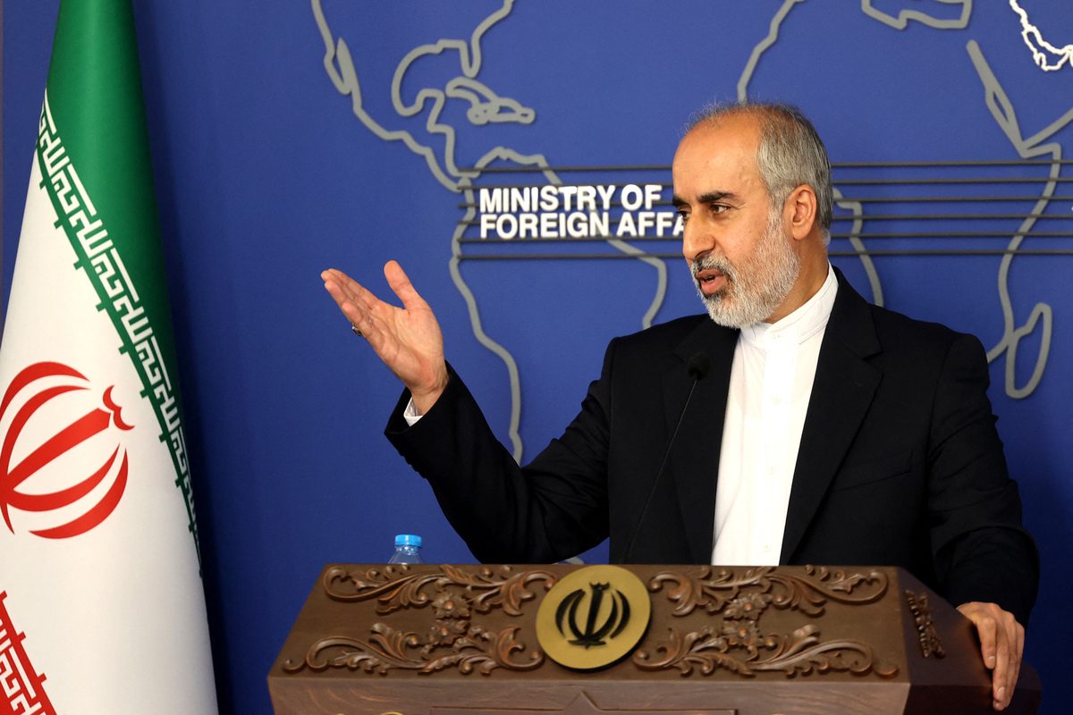 Iran's Foreign Ministry spokesman Nasser Kanani holds a press conference in Tehran on July 13, 2022. [Photo by ATTA KENARE/AFP via Getty Images]