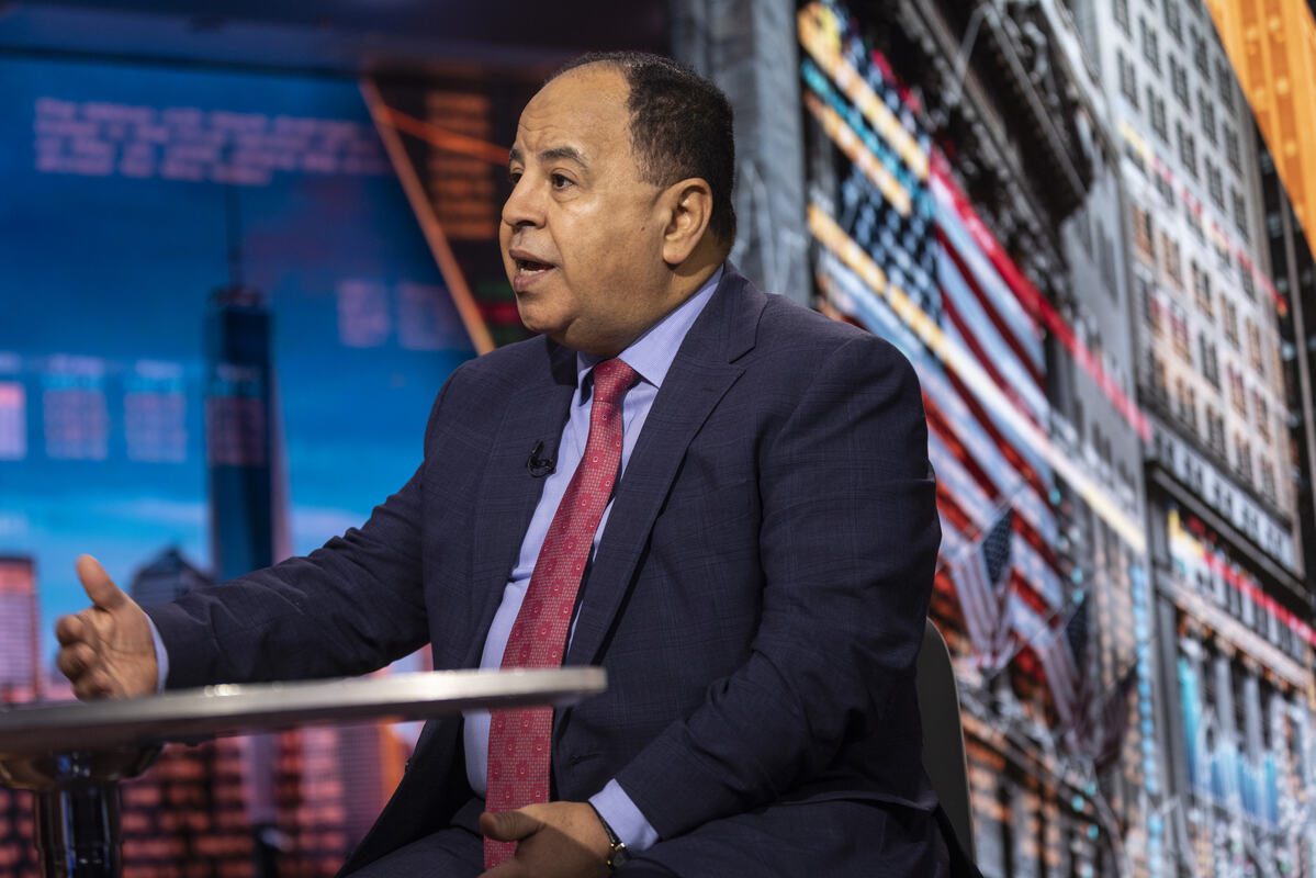 Mohamed Ahmed Maait, Egypt's finance minister, speaks during a Bloomberg Television interview in New York, US, on Thursday, Sept. 22, 2022. [Victor J. Blue/Bloomberg via Getty Images]