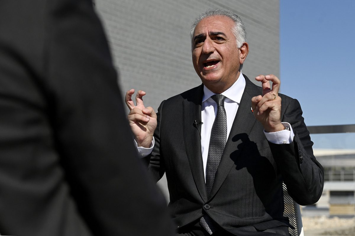 Reza Pahlavi, the son of the late Shah of Iran, speaks during an interview in Washington, DC, September 27, 2022. [Photo by OLIVIER DOULIERY/AFP via Getty Images]