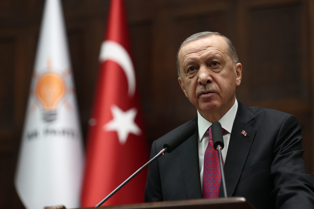 Turkish President and leader of the Justice and Development (AK) Party, Recep Tayyip Erdogan speaks during his party's group meeting at the Turkish Grand National Assembly (TGNA) in Ankara, Turkiye on October 19, 2022. [Raşit Aydoğan - Anadolu Agency]