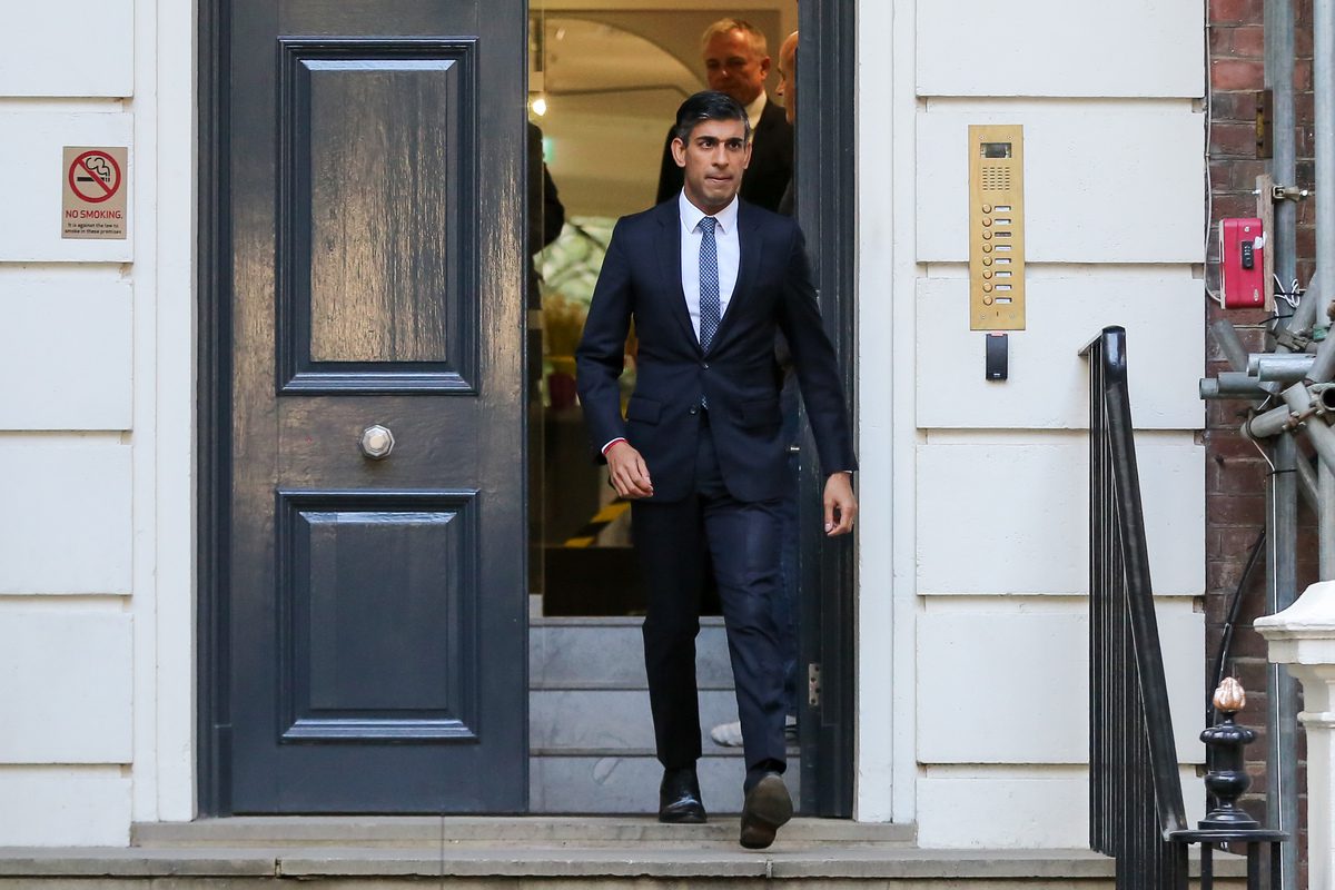Conservative Party Leader and Britain's 57th Prime Minister, Rishi Sunak leaves the party headquarters in London, United Kingdom on October 24 ,2022. [Dinendra Haria - Anadolu Agency]