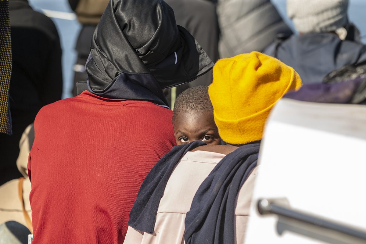 An African immigrant child is seen during the operation carried out by the Tunisian National Guard against African irregular migrants who want to reach Europe illegally via the Mediterranean Sea, off the city of Sfax in the south of Tunisia on October 27, 2022. [Yassine Gaidi - Anadolu Agency]