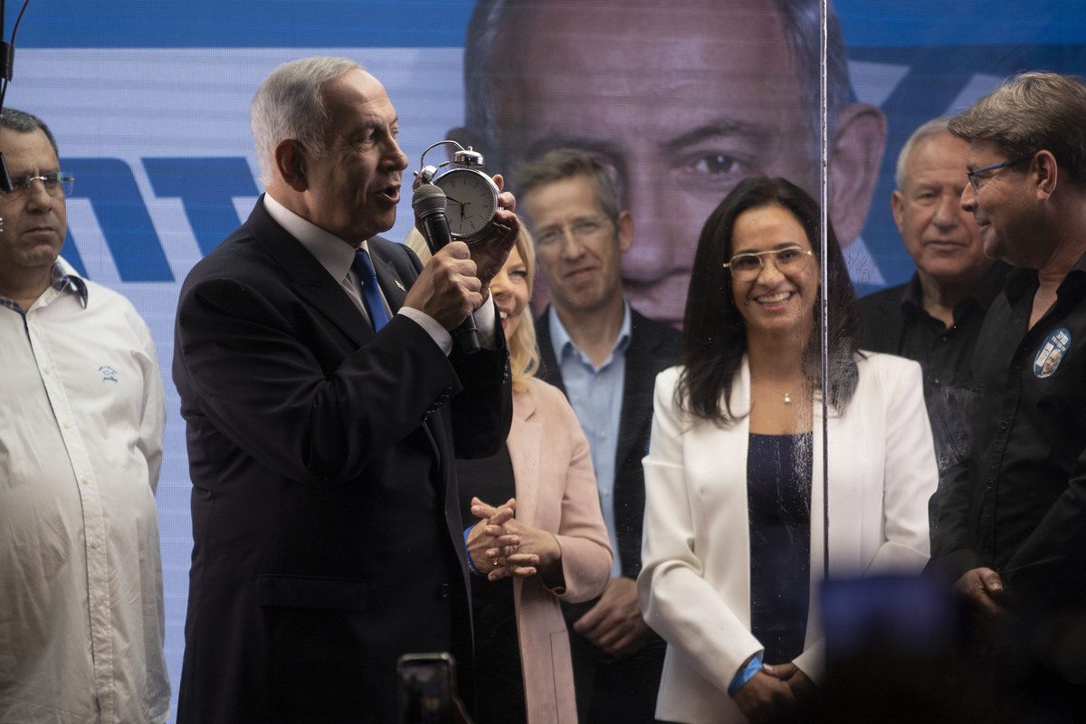 Former Israeli Prime Minister and Likud party leader Benjamin Netanyahu attends during a campaign event in Tel Aviv, Israel on October 30, 2022. [Mostafa Alkharouf - Anadolu Agency]