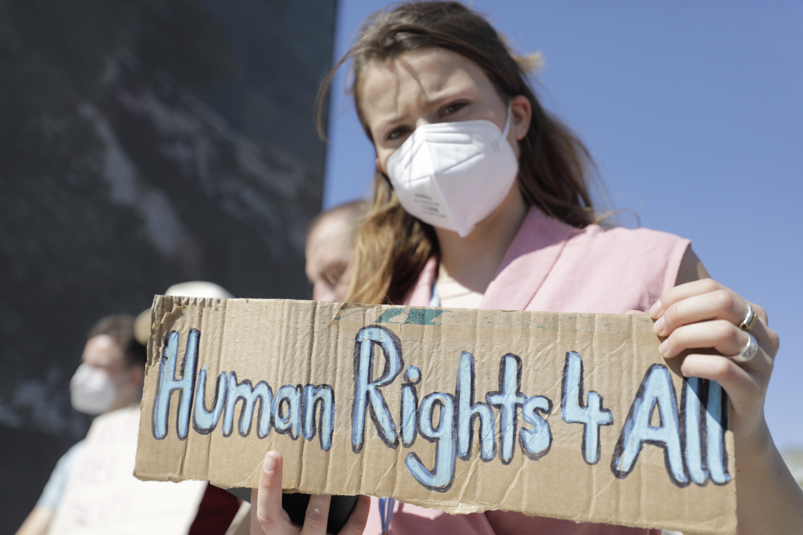 Activists hold demonstration as the UN climate summit COP27 is being held in Sharm el-Sheikh, Egypt on November 12, 2022 [Mohamed Abdel Hamid/Anadolu Agency]