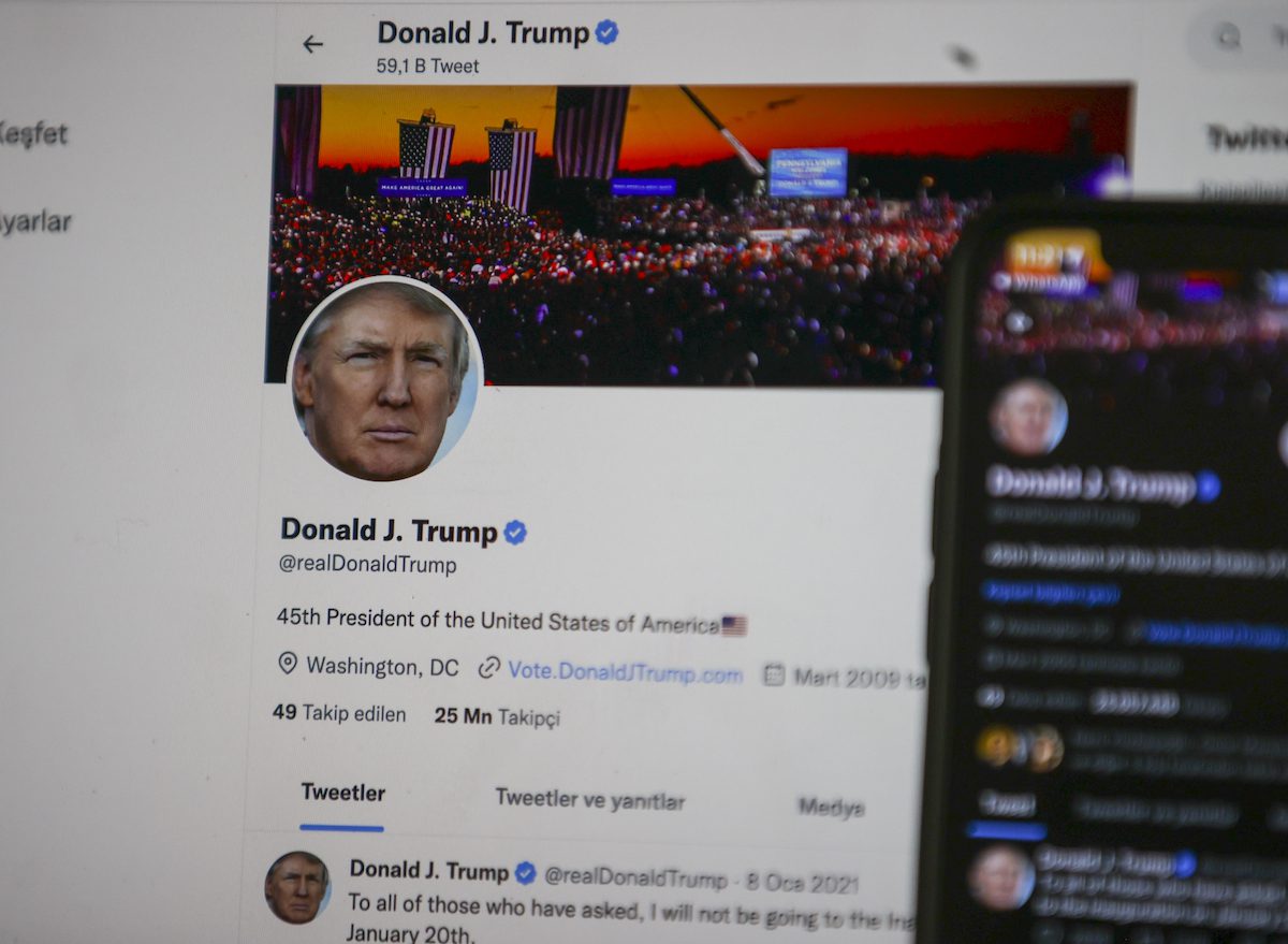 Twitter account of the former United States President Donald Trump on November 20, 2022. [Doğukan Keskinkılıç - Anadolu Agency]