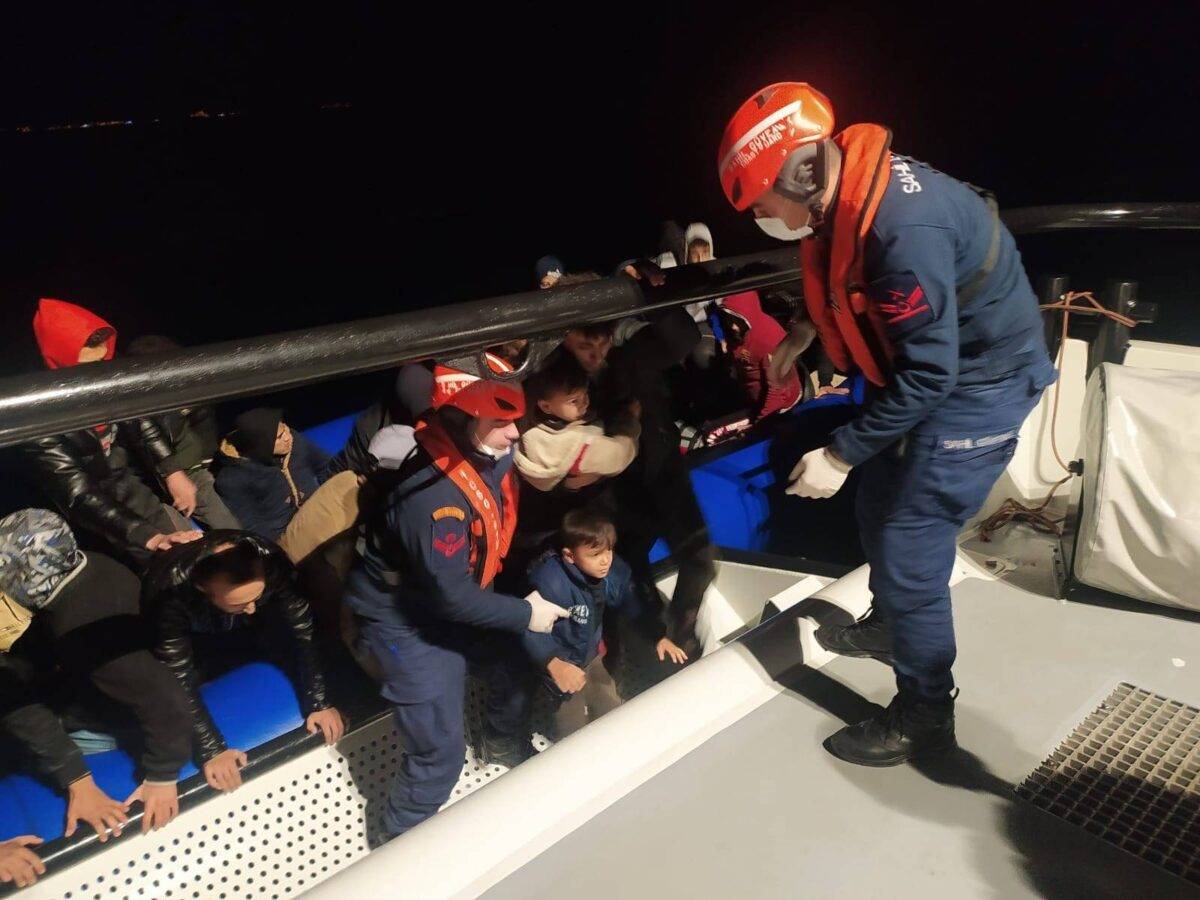 Turkish Coast Guard units rescue 130 irregular migrants after Greek authorities pushed them into Turkish territorial waters in Izmir, Turkiye. [Turkish Coast Guard Command - Anadolu Agency]