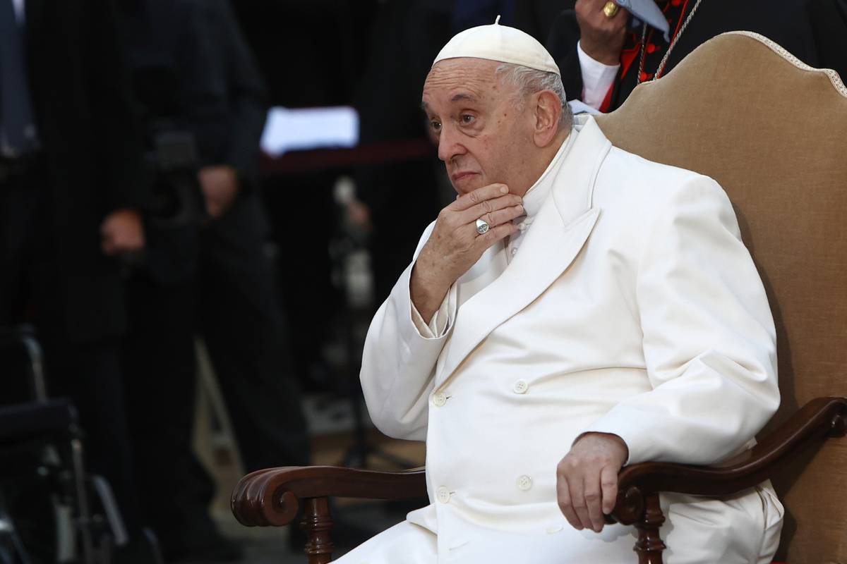 Pope Francis celebrates the solemnity of the Immaculate Concepcion in Piazza Mignanelli, near the Spanish Steps, Rome, Italy, on December 08, 2022 [Riccardo De Luca/Anadolu Agency]