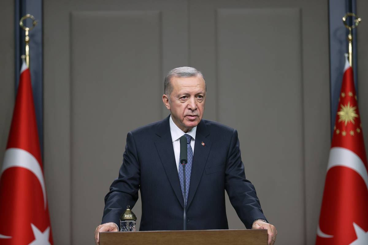 Turkish President Recep Tayyip Erdogan in Ankara, Turkiye. [Mustafa Kamacı/Anadolu Agency]