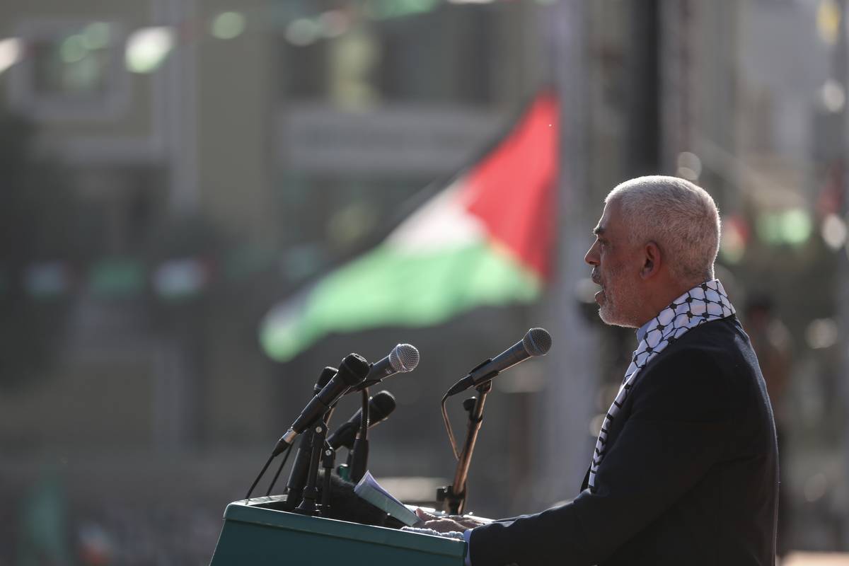 Yahya Sinwar, Palestinian leader of Hamas in Gaza Strip in Gaza City, Gaza on December 14, 2022. [Ali Jadallah/Anadolu Agency]