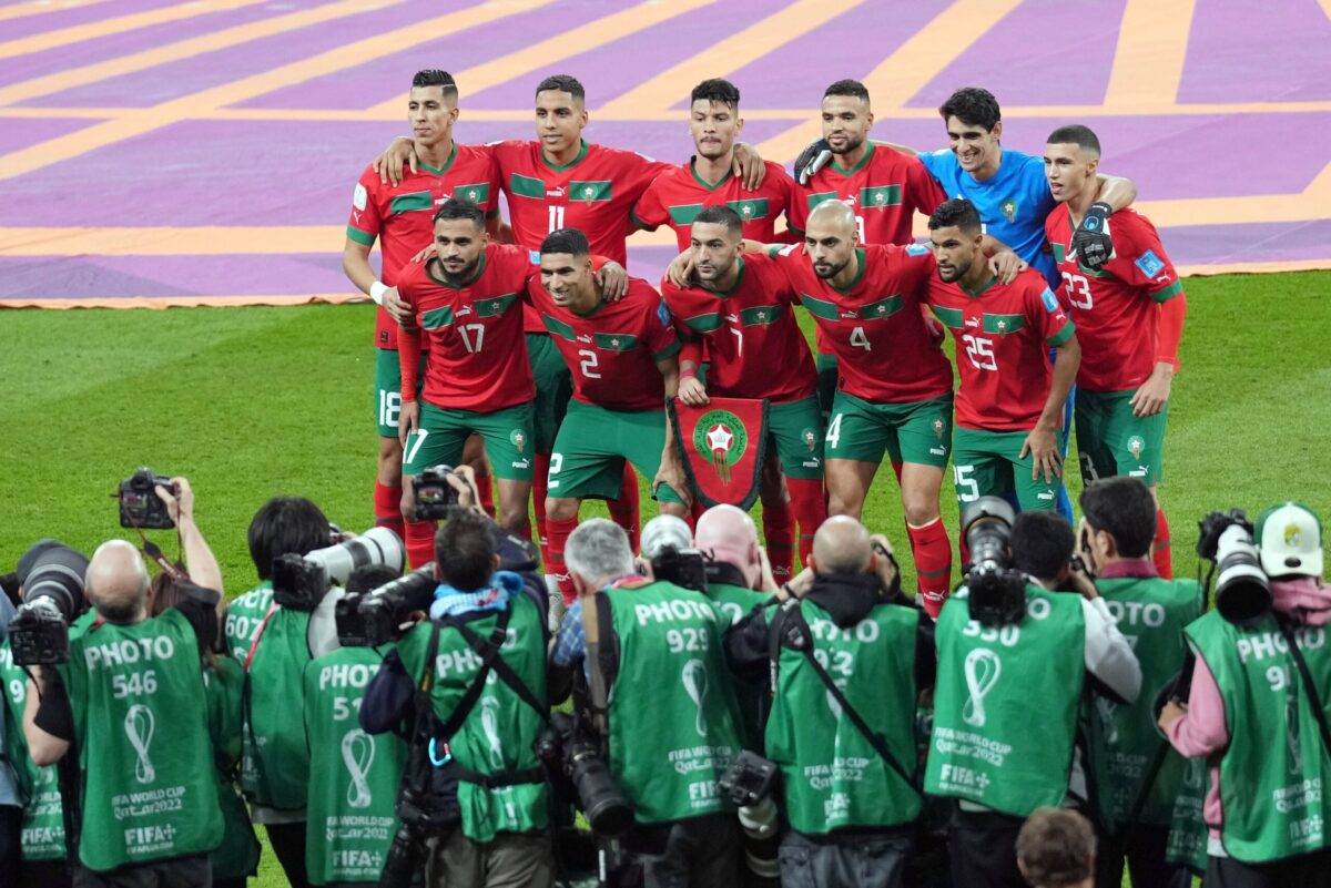 Players of Morocco pose for a team photo prior to the FIFA World Cup Qatar 2022 3rd Place match between Croatia and Morocco at Khalifa International Stadium on December 17, 2022 in Doha, Qatar [Fareed Kotb/Anadolu Agency]