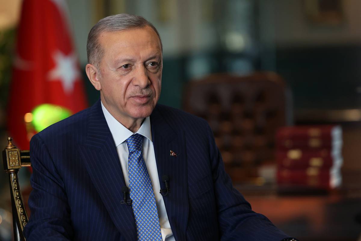 Turkish President Recep Tayyip Erdogan delivers a speech his message for the new year in Ankara, Turkiye on December 29, 2022. [TUR Presidency/Murat Cetinmuhurdar/Anadolu Agency]