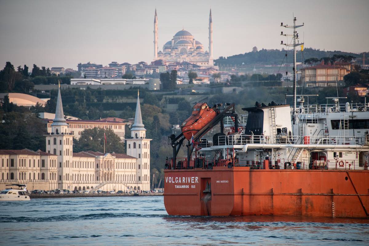 Russia-flagged vessel Volga River Taganrog oil tanker [Diego Cupolo/NurPhoto via Getty Images]