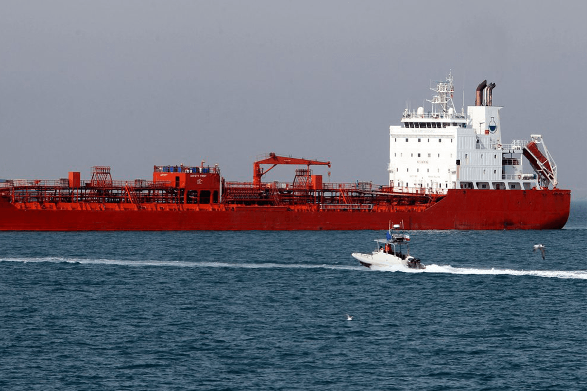 Oil tanker SC Hong Kong is seen off the port of Bandar Abbas, southern Iran, on July 2, 2012. [Photo credit should read ATTA KENARE/AFP/GettyImages]
