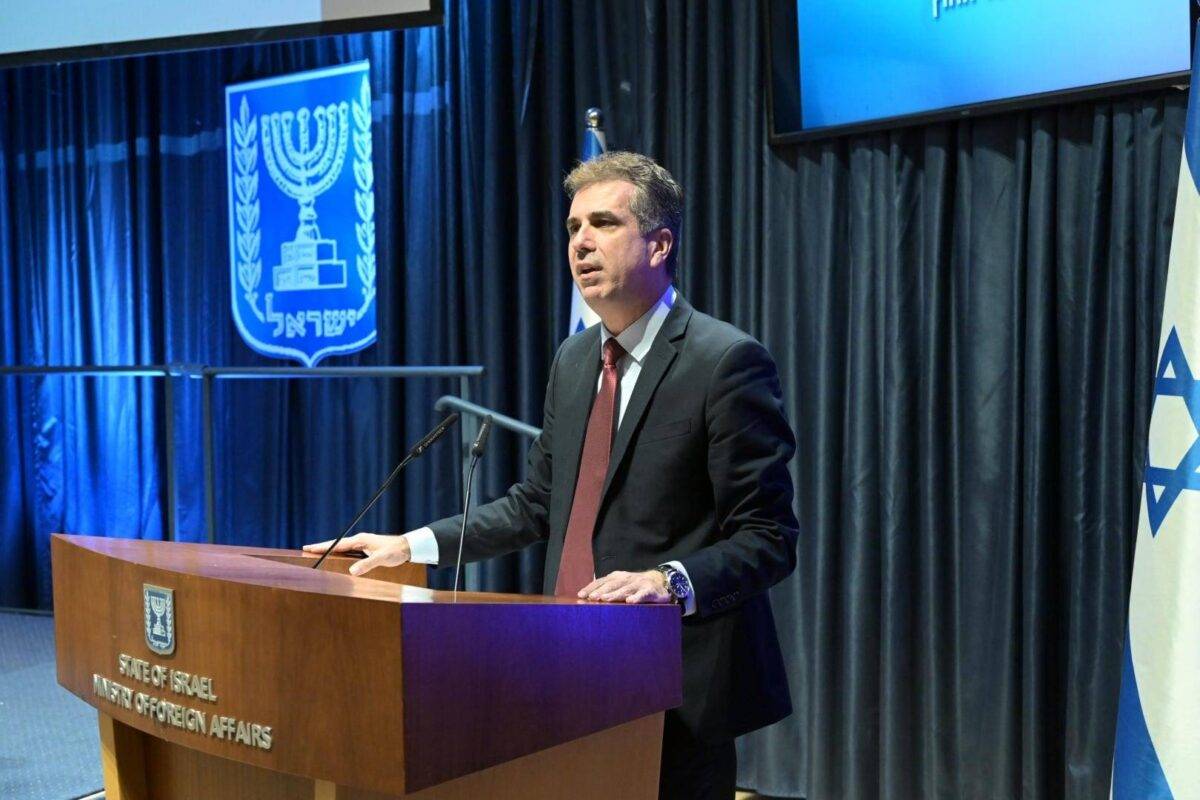 Israeli Foreign Minister Eli Cohen speaks during press conference in Jerusalem[Israel Foreign Ministry/Anadolu Agency]