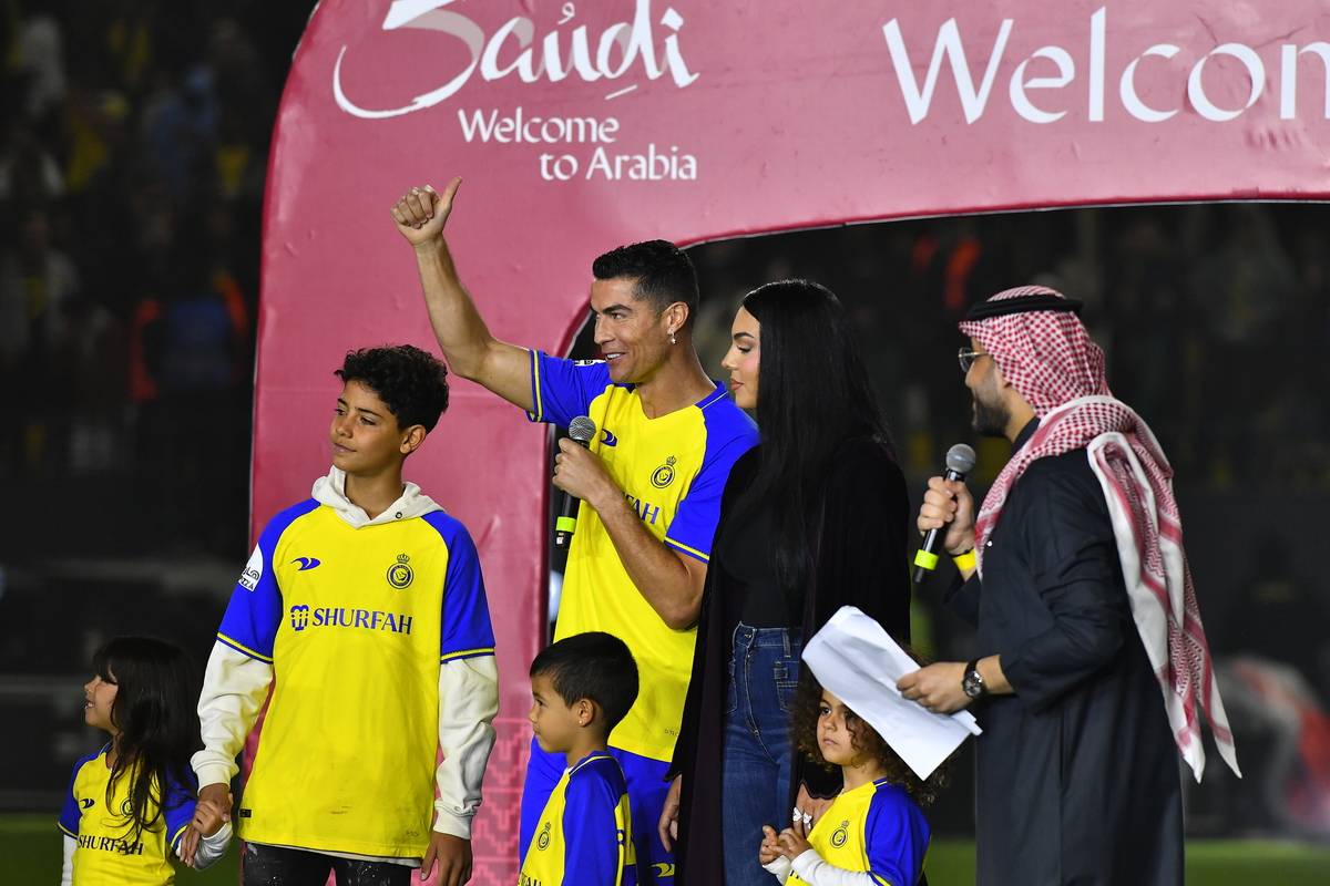 A ceremony is held at Mrsool Park Staidum for Portugese football player Cristiano Ronaldo, in Riyadh, Saudi Arabia on January 3, 2023. [Mohammed Saad - Anadolu Agency]