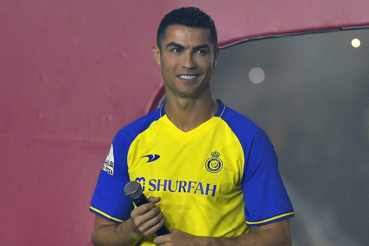 Portuguese superstar, Ronaldo poses during a ceremony held at Mrsool Park Stadium for his transfer to the Saudi Arabia's Al-Nassr, in Riyadh, Saudi Arabia on January 3, 2023 [Mohammed Saad/Anadolu Agency]