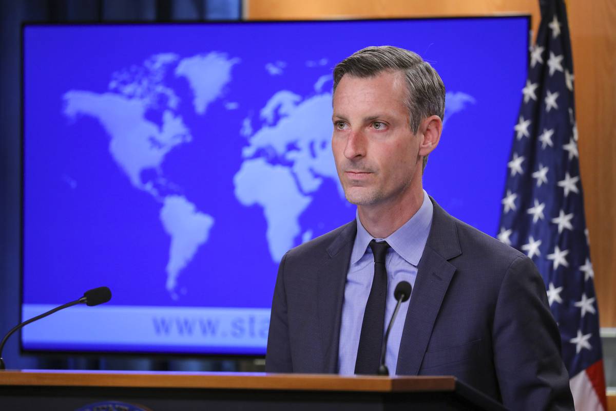 State Department Spokesperson Ned Price answers the questions of the press during the daily press briefing at the State Department in Washington D.C., United States, January 9, 2023. [ Celal Güneş - Anadolu Agency ]