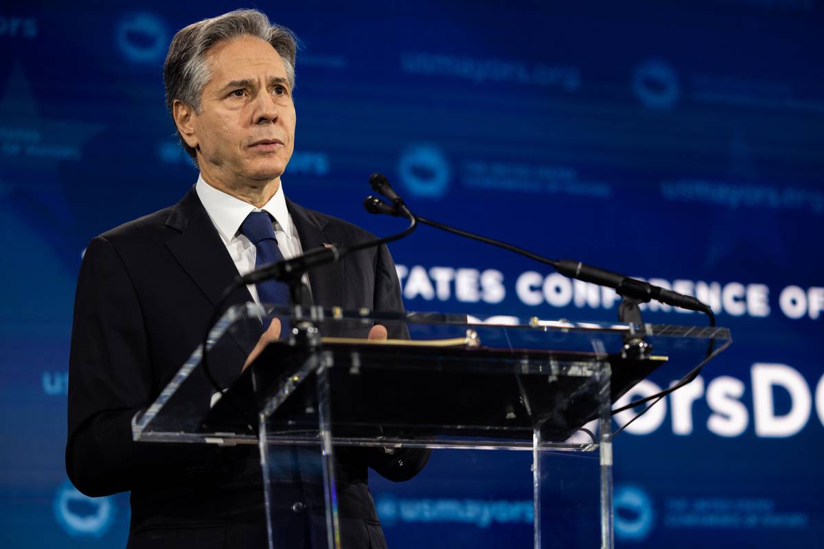 U.S. Secretary of State Antony Blinken gives a speech in Washington, DC [Nathan Posner - Anadolu Agency]