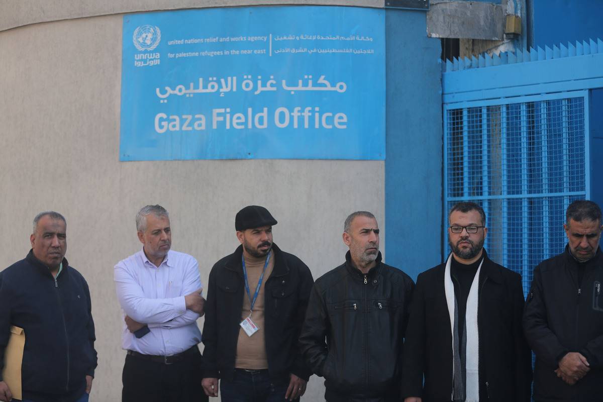 Employees of the United Nations Relief and Works Agency for Palestine Refugees (UNRWA) go on a general strike in Gaza City, Gaza on January 23, 2023. [Mustafa Hassona - Anadolu Agency]