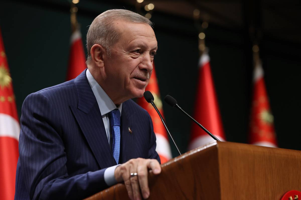 Turkish President Recep Tayyip Erdogan makes statements after cabinet meeting at Presidential Complex in Ankara, Turkiye [Murat Kula - Anadolu Agency]