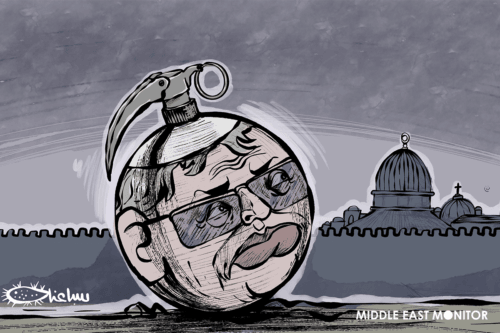 Israel's newly appointed National Security Minister Itamar Ben-Gvir stormed the courtyards of Al-Aqsa Mosque - Cartoon [Sabaaneh/Middle East Monitor]