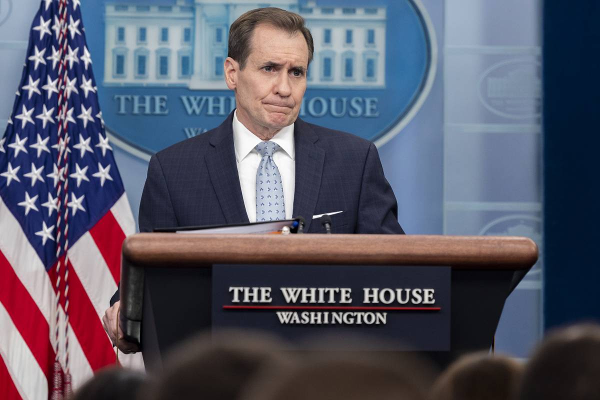 National Security Council Coordinator Admiral John Kirby on 13 February, 2023 in Washington, DC [Nathan Posner/Anadolu Agency]