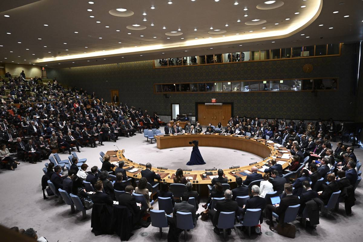 A general view from the a U.N. Security Council meeting on the one-year anniversary of Ukraine - Russia war, at the UN headquarters on Friday, February 24, 2023 [Fatih Aktaş - Anadolu Agency]