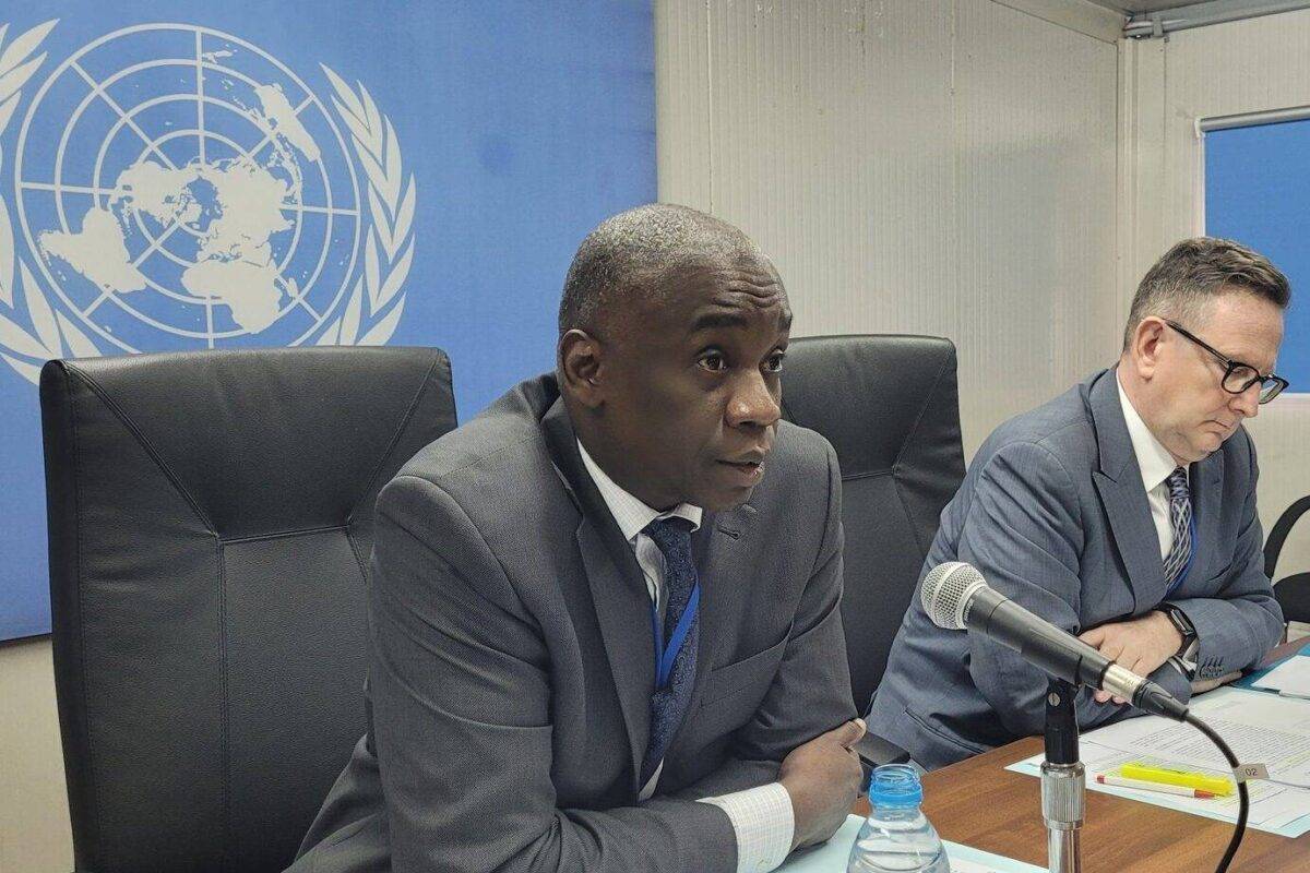 Members of Commission on Human Rights in South Sudan Commissioner Barney Afako, Commissioner Andrew Clapham while addressing the media [@UNCHRSS/Twitter]
