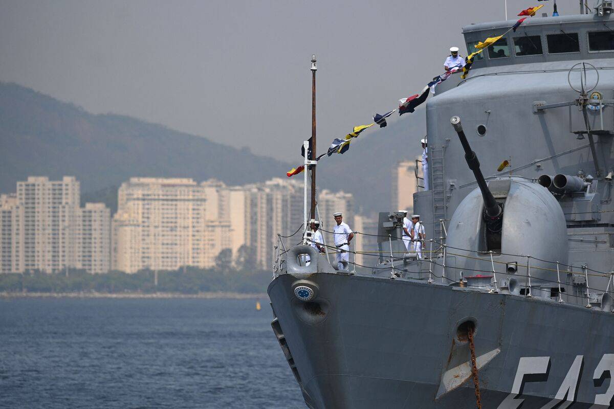 A military ship takes part in a Navy military ceremony to mark the country's 200th anniversary of independence, in Rio de Janeiro [ANDRE BORGES/AFP via Getty Images]