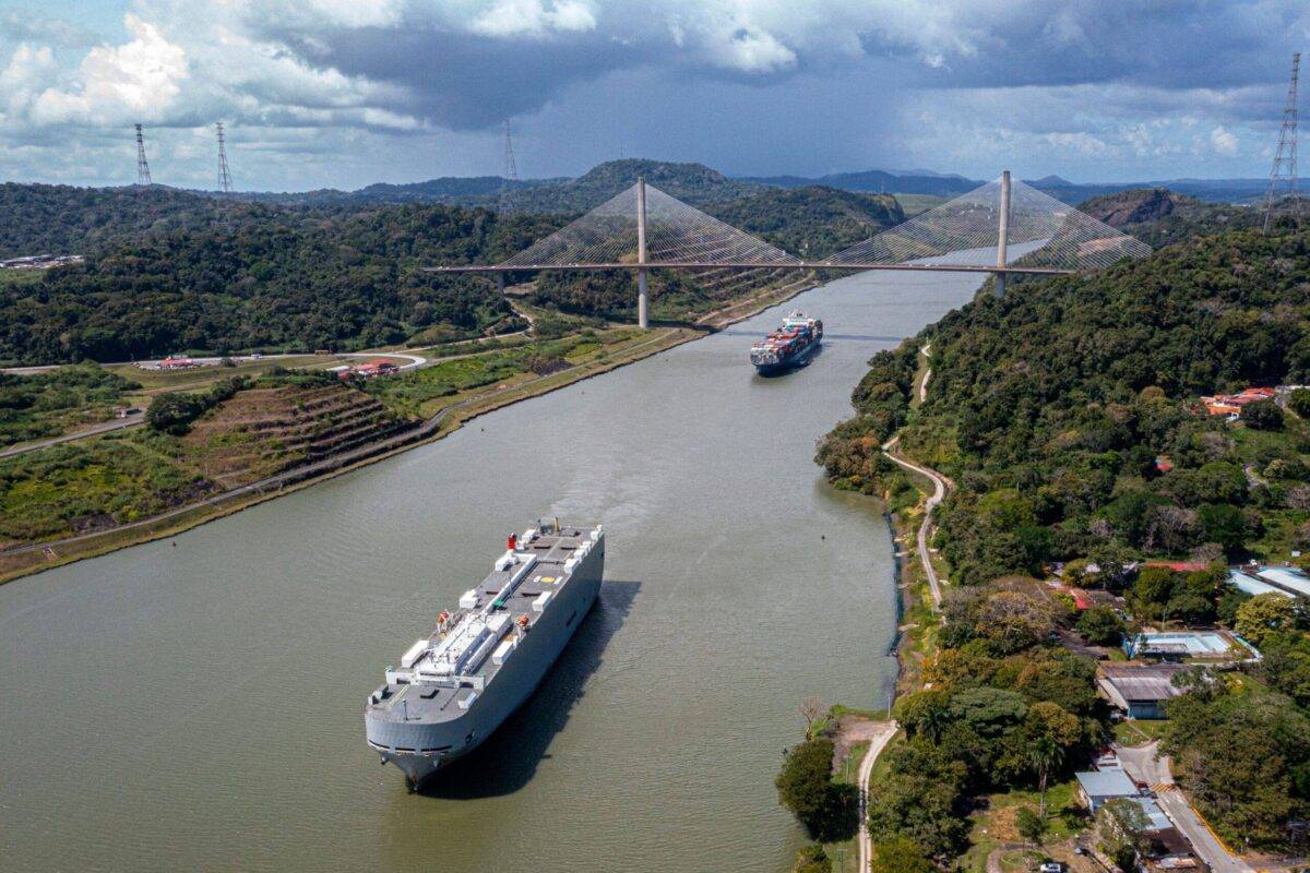 Aerial view of Panama canal in the area of Pedro Miguel locks, in Panama City on December 13, 2022 [LUIS ACOSTA/AFP via Getty Images]