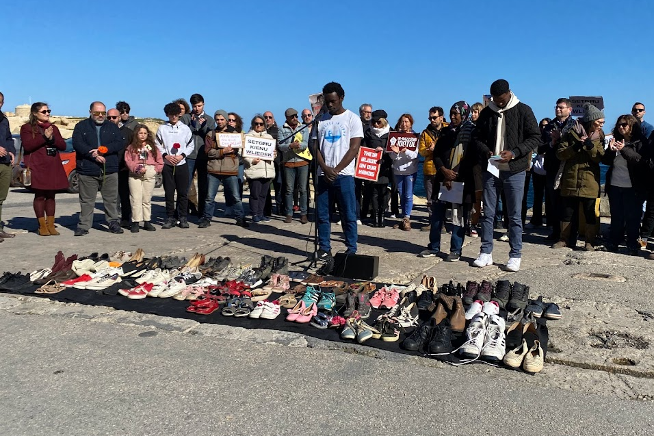 Activists remember refugees who died trying to reach Europe, in Malta on 5 February 2023 [JRS]