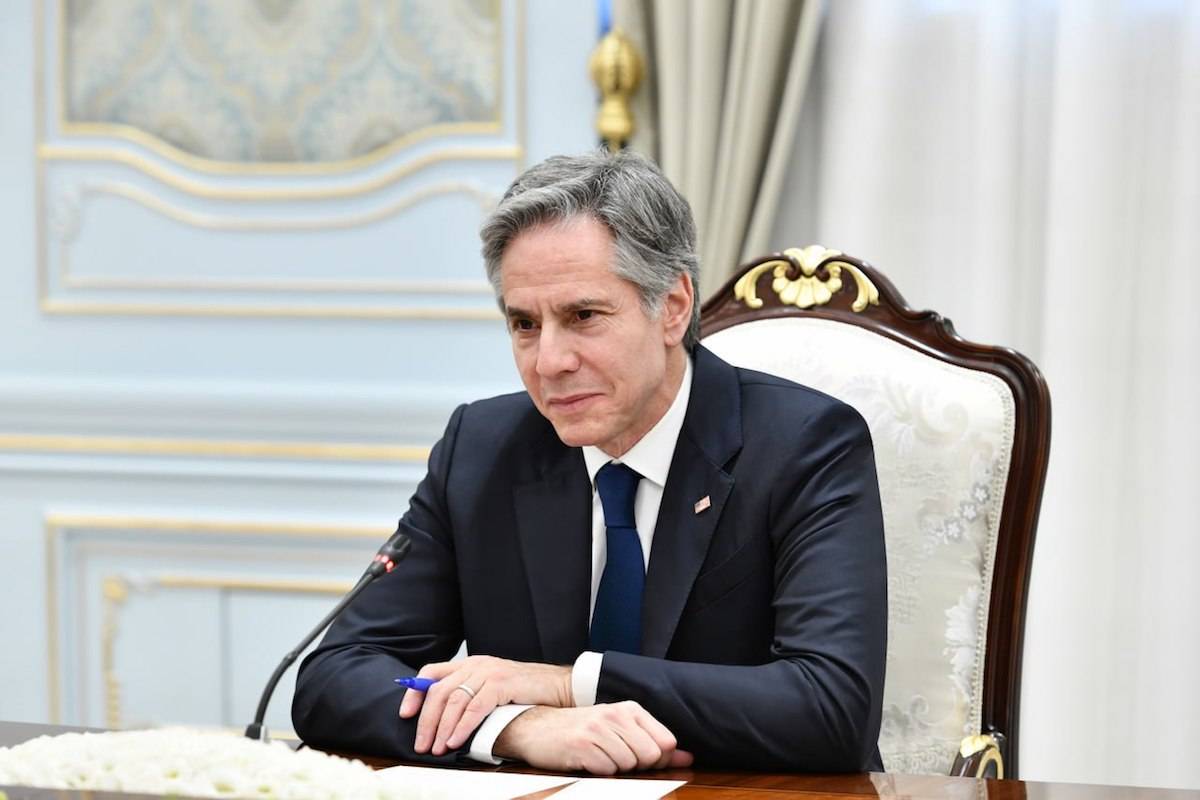 US Secretary of State Antony Blinken in Tashkent on March 01, 2023 [Uzbek Presidency/Anadolu Agency]