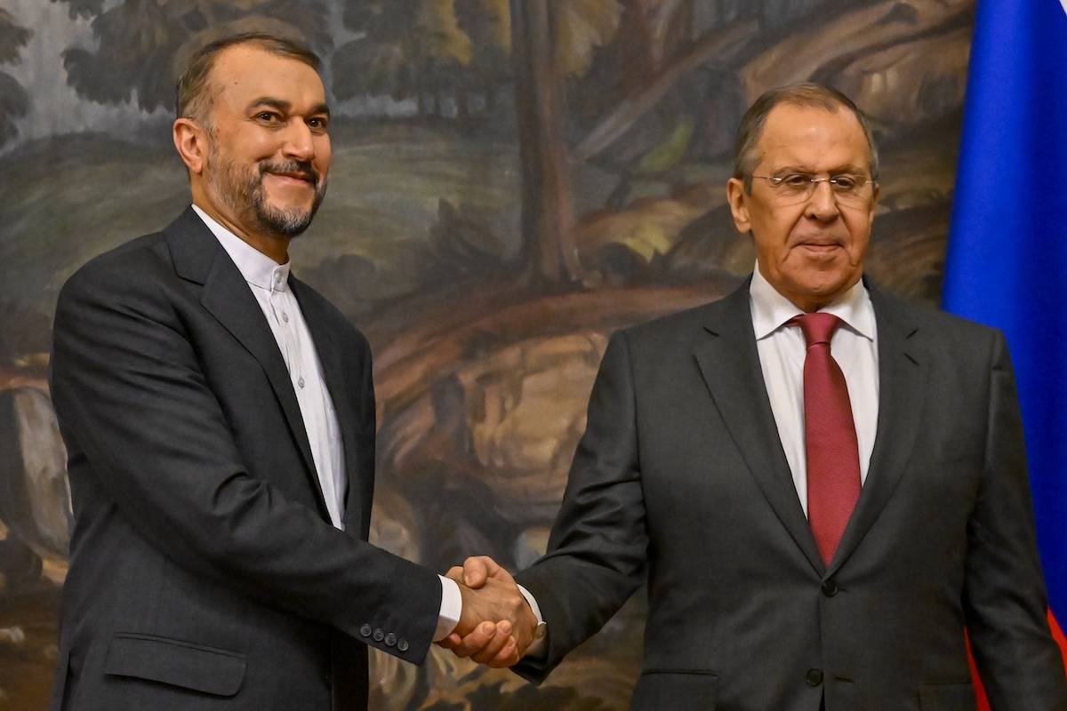 Iranian Minister of Foreign Affairs, Hossein Amir-Abdollahian (L) and Russian Minister of Foreign Affairs, Sergey Lavrov (R) in Moscow, Russia on March 29, 2023. [Sefa Karacan - Anadolu Agency]