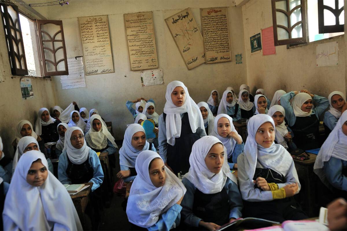 Egyptian girls at school in Cairo, Egypt. [Lynsey Addario/Getty Images Reportage]