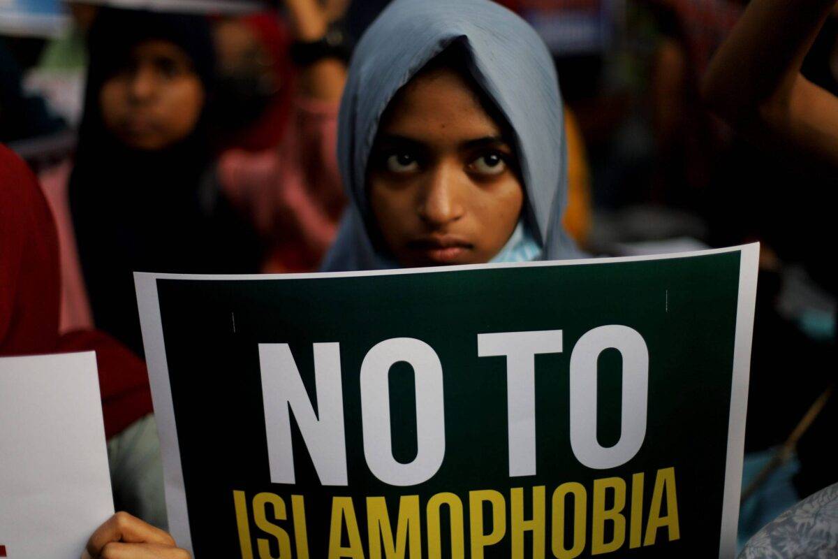Protestors take part in demonstration against Islamophobia and racism [Amarjeet Kumar Singh/Anadolu Agency via Getty Images]