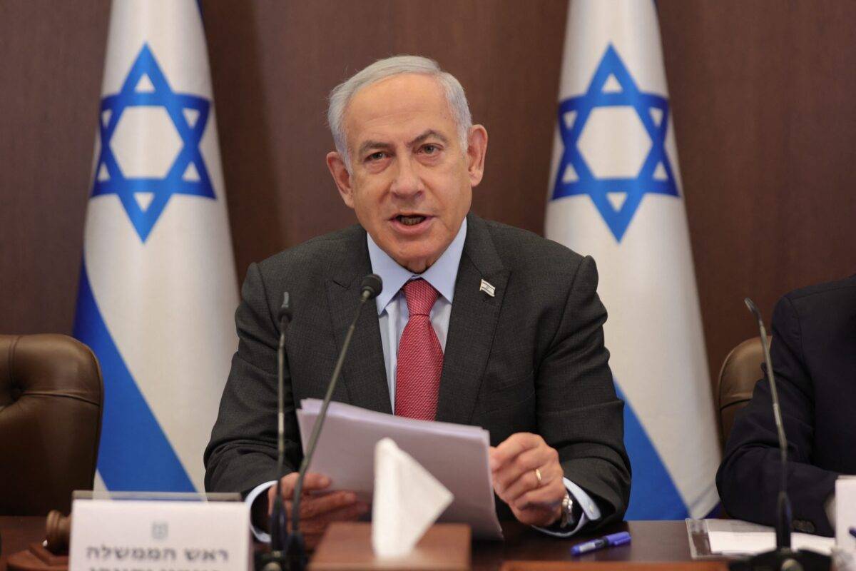 Israeli Prime Minister Benjamin Netanyahu attends the weekly cabinet meeting at his office in Jerusalem, on March 19, 2023 [ABIR SULTAN/POOL/AFP via Getty Images]