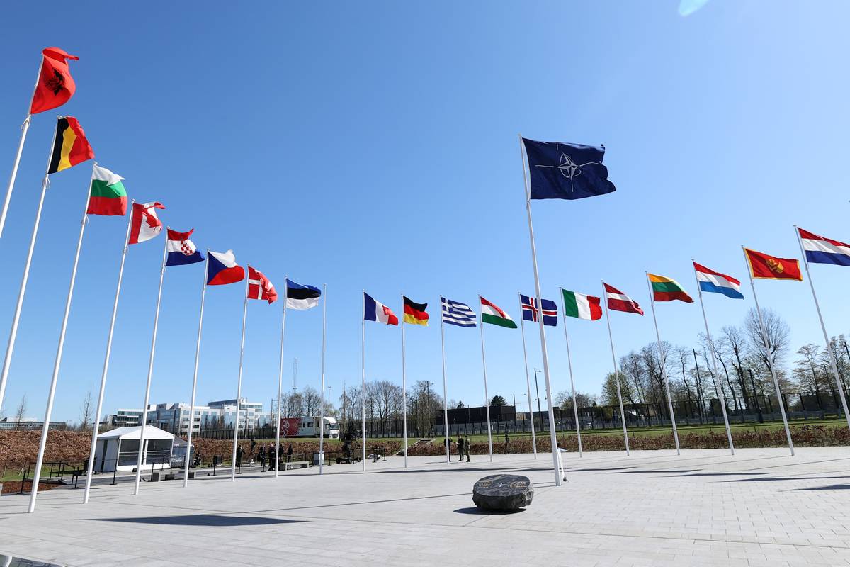 A view of the flags of The North Atlantic Treaty Organization (NATO) countries in Brussels, Belgium on April 03, 2023 [Dursun Aydemir - Anadolu Agency]