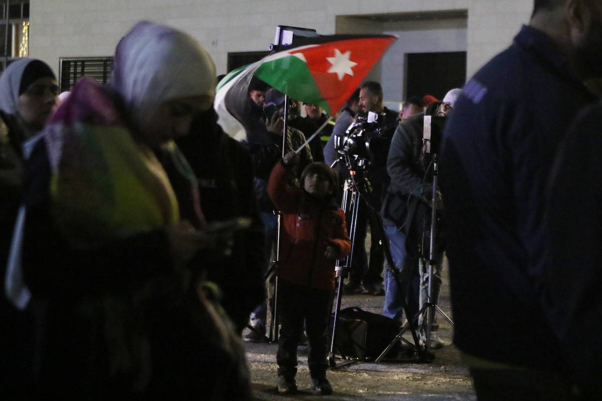 Jordanians protest against Israeli raid of Masjid al-Aqsa in front of Israeli Embassy in Amman, Jordan on April 05, 2023. [Mohamad Salaheddin - Anadolu Agency]