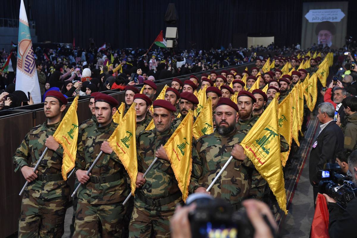 Military units affiliated with Hezbollah in Beirut, Lebanon on April 14, 2023 [Houssam Shbaro/Anadolu Agency]