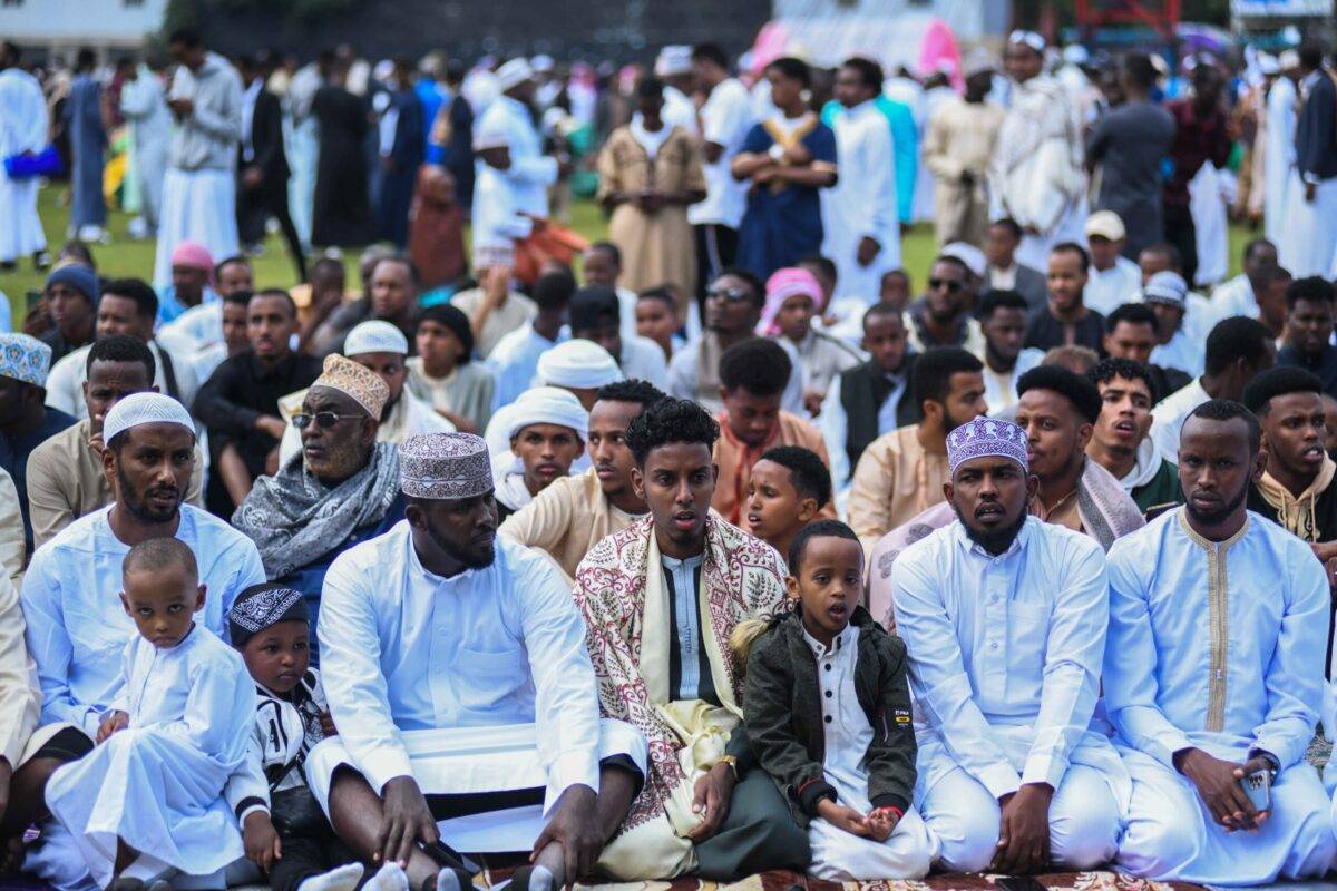 Muslims gather to perform prayer of Eid al-Fitr at Sir Ali Muslim Club Ground stadium in Nairobi, Kenya on April 21, 2023 [Gerald Anderson/Anadolu Agency]